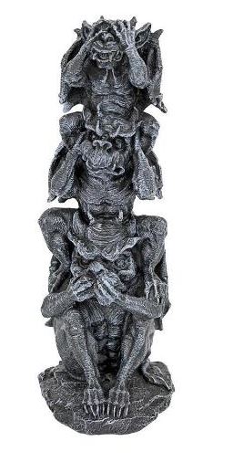 See No, Hear No, Speak No Evil Gargoyle Totem statue
